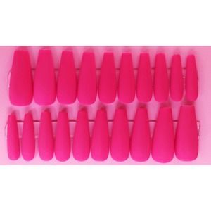 Hot Pink Matty Madness Chic Long Coffin Matte Finish Press On Nails Long